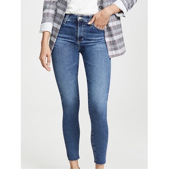 Ag The Farrah High Rise Ankle Skinny Jeans with Raw Hem Size 27 - Picture 2 of 12